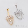 MARQUISE FAN CRESCENT CASCADE CZ WITH ROPE CHAIN BELLY BUTTON NAVEL RING 316L SURGICAL STEEL